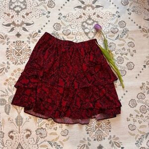Michael Kors Red Snake-Print Tiered Skirt